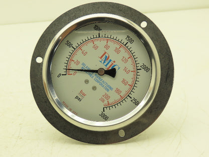 DMIC 1/2"NPT LBM FF 3000PSI Glycerin Filled 4" Stainless Steel Face 1/2" NPT