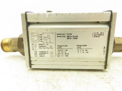IFM SU8200 Ultrasonic Digital Flow Meter 0-100L/Min 24VDC