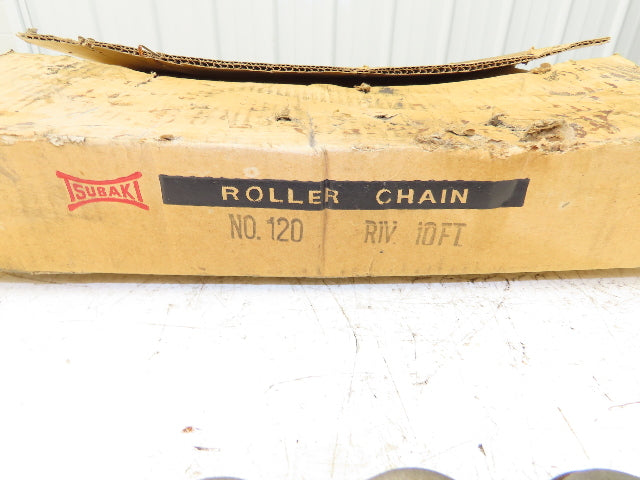 Tsubaki RS120 #120 Roller Chain Riveted W/Connector Link 10 Feet Length