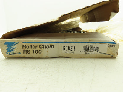 Tsubaki RS100 #100 Roller Chain Riveted W/Connector Link 10 Feet Length