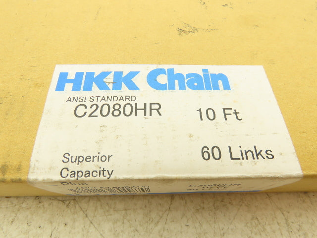 HKK C2080HR Roller Chain W/3 Connector Links 10 Feet Length 60 Links