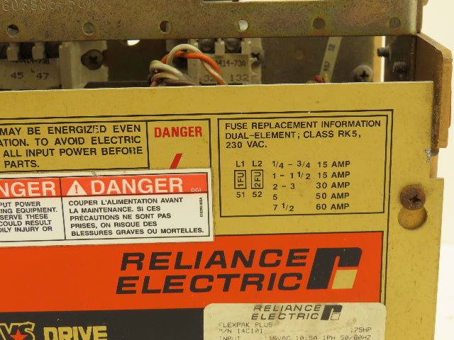 Reliance Electric 14C101 FlexPak Plus VS Drive 0.75Hp 115VAC In / 90VDC Out