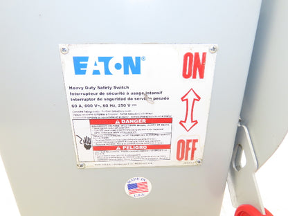 Eaton DH362URK Safety Disconnect Switch 60A 600V Non-Fusible 3 Pole 3R Enclosure