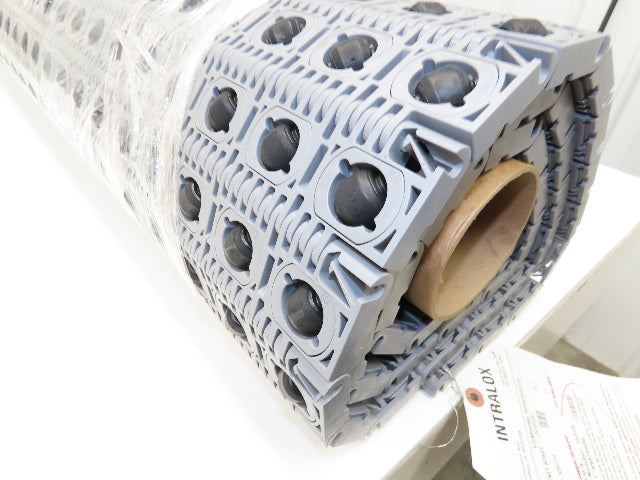 Intralox 400 Series 48"W 60° Angled Roller Top Plastic Conveyor Belt Gray 6' 8"L