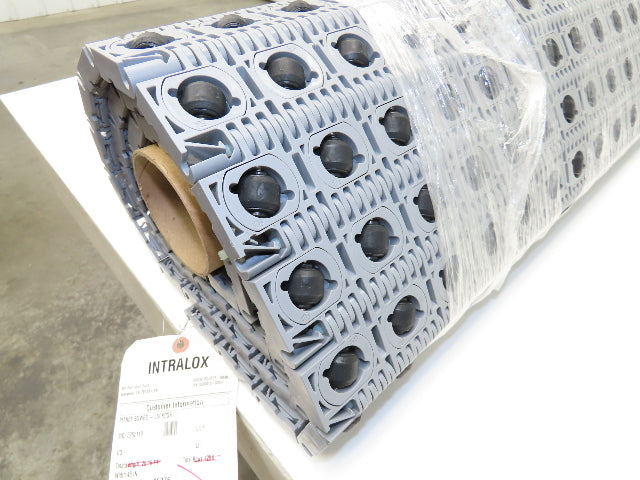 Intralox 400 Series 48"W 60° Angled Roller Top Plastic Conveyor Belt Gray 6' 8"L