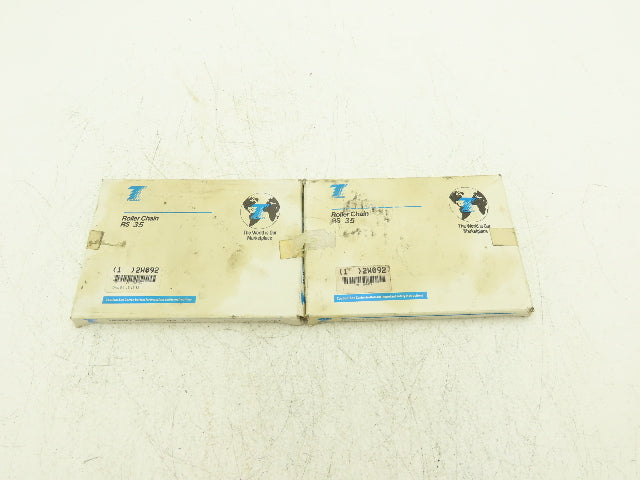 Tsubaki 2W092 #35 Roller Chain Riveted 10 Feet Length Lot Of 2