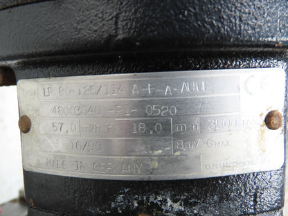 Grundfos LP 80-125/114 A-F-A-AUUE 3" In-Line Circulator Pump 250gpm 4kw 460V 3PH