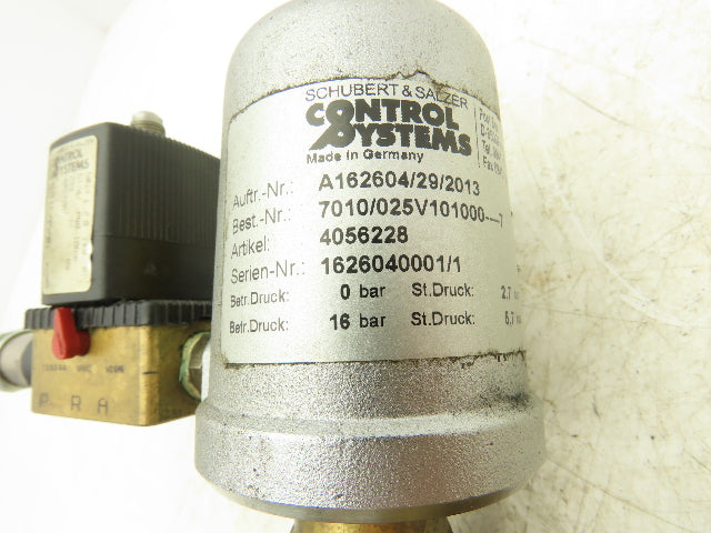 Schubert & Salzer 7010/025V101000-7 Bronze 1" Angle Seat Solenoid Valve 24VDC