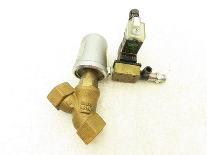 Schubert & Salzer 7010/025V101000-7 Bronze 1" Angle Seat Solenoid Valve 24VDC