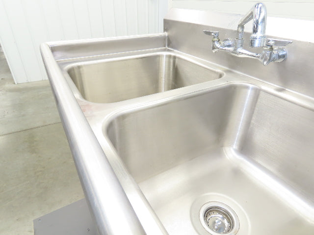 Advance Tabco Stainless 2 Compartment Sink 16" Drainboard Galvanized Legs 58" L