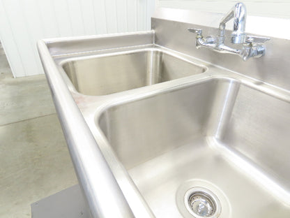 Advance Tabco Stainless 2 Compartment Sink 16" Drainboard Galvanized Legs 58" L