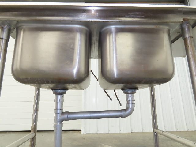 Advance Tabco Stainless 2 Compartment Sink 16" Drainboard Galvanized Legs 58" L