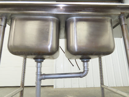 Advance Tabco Stainless 2 Compartment Sink 16" Drainboard Galvanized Legs 58" L