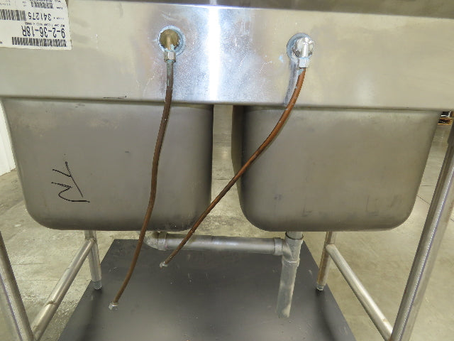 Advance Tabco Stainless 2 Compartment Sink 16" Drainboard Galvanized Legs 58" L