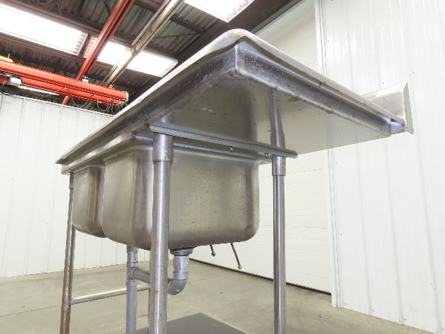 Advance Tabco Stainless 2 Compartment Sink 16" Drainboard Galvanized Legs 58" L