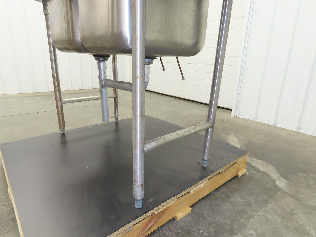 Advance Tabco Stainless 2 Compartment Sink 16" Drainboard Galvanized Legs 58" L