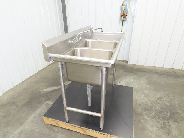 Advance Tabco Stainless 2 Compartment Sink 16" Drainboard Galvanized Legs 58" L