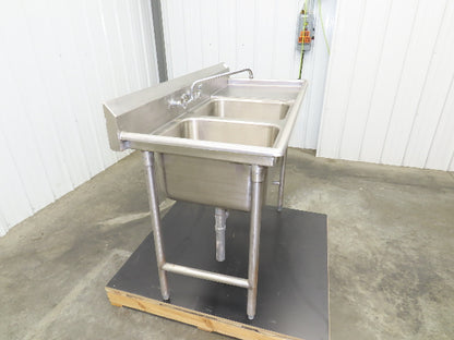 Advance Tabco Stainless 2 Compartment Sink 16" Drainboard Galvanized Legs 58" L