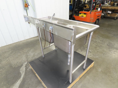 Advance Tabco Stainless 2 Compartment Sink 16" Drainboard Galvanized Legs 58" L