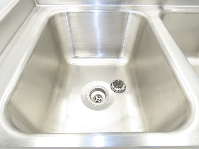 Advance Tabco Stainless 2 Compartment Sink 16" Drainboard Galvanized Legs 58" L