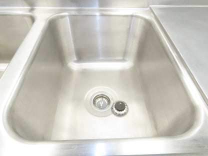 Advance Tabco Stainless 2 Compartment Sink 16" Drainboard Galvanized Legs 58" L