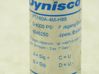 Dynisco PT160A-4M-H88 Hydraulic Pressure Transducer Sensor 4000 PSI 24VDC