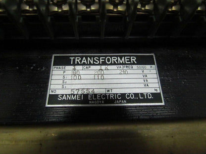 Sanmei Electric Co. 57554 1KVA Transformer 190-210V pri 100-110V Sec 1Ph 1000VA