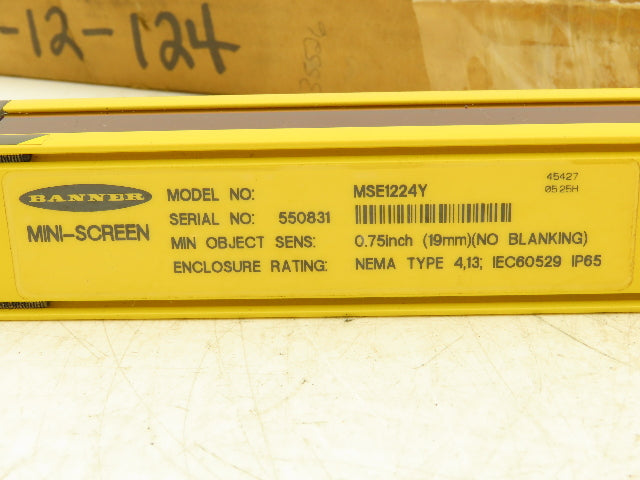 Banner Mini-Screen Light Curtain Emitter MSE1224Y 1' Area 30' Range 47654