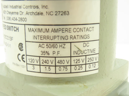 Hubbell 2210-132CC13F Pilot Duty Speed Switch Industrial Controls 5/8" Shaft
