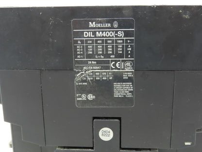 Moeller DIL M400 AC Motor Starter Contactor 400Hp 600V 3Ph 110-250V Coil