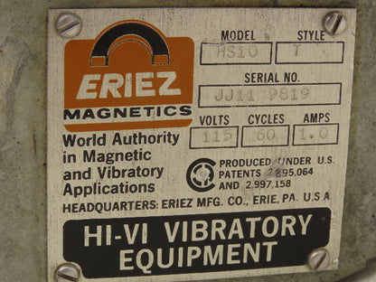 Eriez Magnetics HS10 Hi Vi Vibratory Equipment Feeder Magnetic Drive 115V 1 Amp