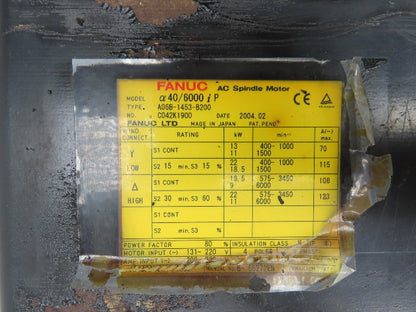 Fanuc A06B-1453-B200 AC Spindle Motor 29.5Hp 6000rpm 131-220v 3ph