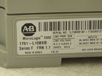 Allen Bradley 1761-L10BXB MicroLogix 1000 I/O Module Controller Ser F FRN 1.1