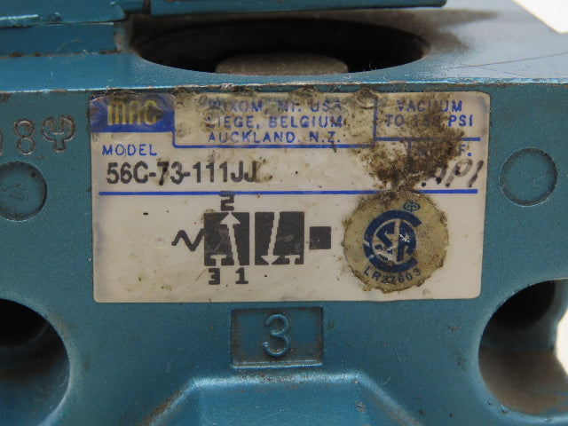 Mac 56C-73-111JJ Pneumatic Solenoid Valve 3/2-way 1/2"npt 120V 130B-13JA
