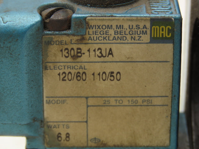 Mac 56C-73-111JJ Pneumatic Solenoid Valve 3/2-way 1/2"npt 120V 130B-13JA