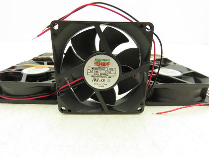 Mechatronics MR8025H24B-FSR Cooling Fan 80 x 80 x 25mm 24VDC 2 Wire Lot Of 6