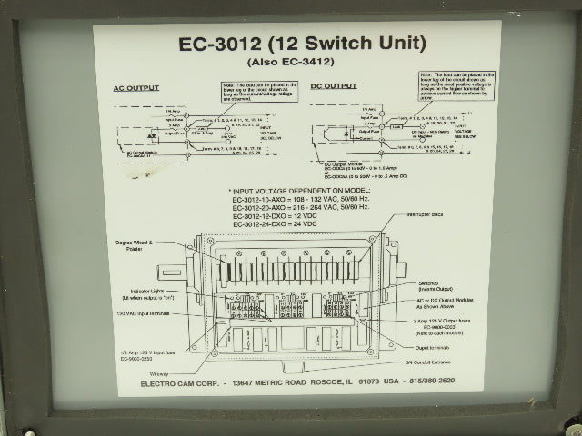 Electro Cam EC-3012-24-DDO Rotary Limit Switch 12-Output 24VDC Dual Shaft