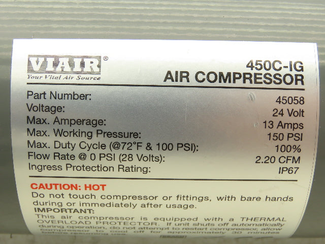 Viair 450C-IG Truck Mount Air Compressor 24-Volt 150 PSI 2.2 CFM Oil-Less