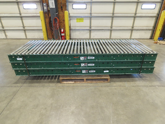 Dematic 42"x 10' Gravity Roller Conveyor 40"BF 1.9" Roller 3-Sections 30' Length