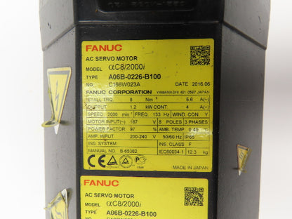 Fanuc A06B-0226-B100 AC Servo Motor 1.2kw 2000RPM With Encoder A860-2000-T301