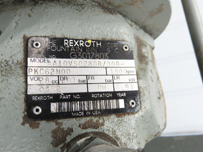 Rexroth AA10VSO28 Piston Pump Hydraulic Power Unit 45 Gal 12gpm 3000psi 5Hp 3PH