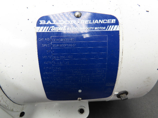 Baldor CEWDBM3546T Washdown Duty Brake Motor 1Hp 1745rpm 230/460V 3PH 143TC TENV