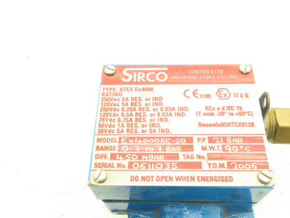 Sirco ATEX EX4000 ATEX EX4000 Pressure Switch 250V 5A 10-100 Range .7-7 BAR