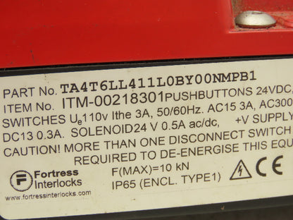 Fortress Interlock TA4T6LL411L0BY00NMPB1 Safety Switch w/Pushbuttons & Slide Bar
