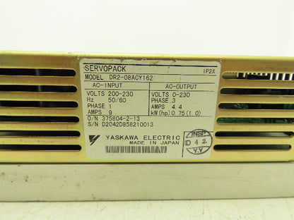 Yaskawa DR2-08ACY162 Servopack Servo Drive Amplifier 1Hp 0-230VAC 3PH Output