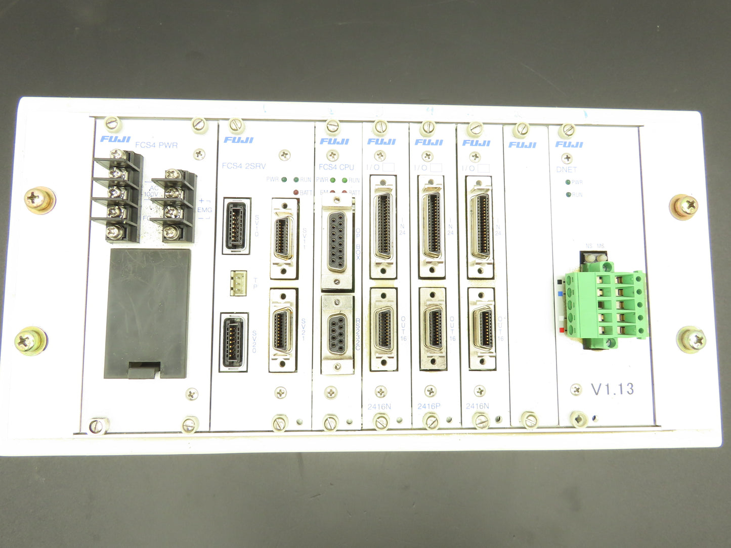 Fuji Electric FCS4 PWR 2SRV CPU 2416N 2416P DNET PLC Assembly Rack 8 Card Slots