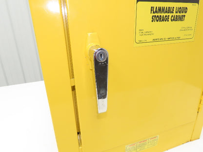 Justrite 25040 Flammable Cabinet 4 Gallon Capacity Yellow Manual Close