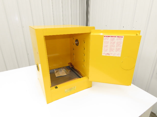 Justrite 25040 Flammable Cabinet 4 Gallon Capacity Yellow Manual Close