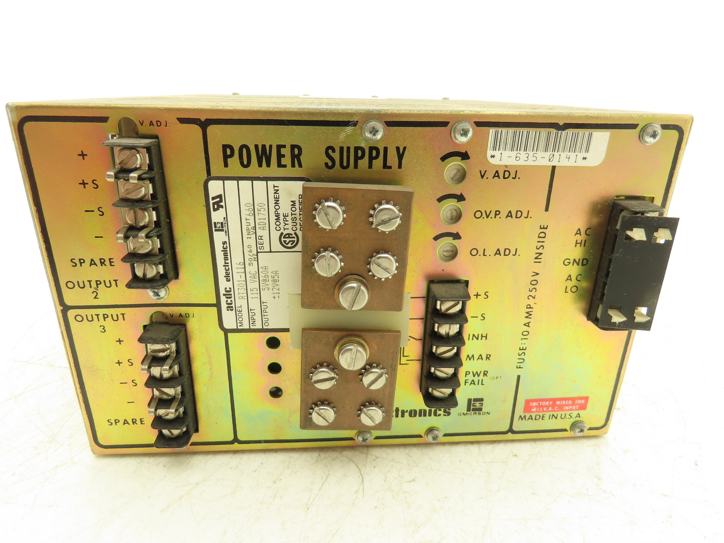 ACDC Electronics RT301-116 Power Supply 115VAC Input Output  5V 60A-12V 5A