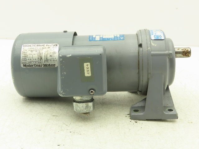 Fuji Modux MGIA-15-OIOTB Gear Motor 15:1 Ratio 0.1kw 200-220V 3PH 112rpm w/Brake